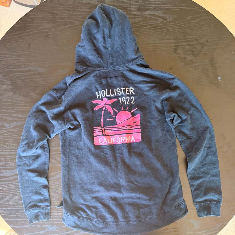 Hollister 1922 California Palm Tree Sunset Zip Up Hoodie Black Women's S